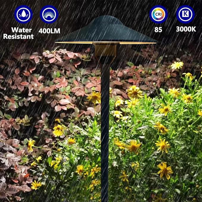 Arrownine Cast Aluminum Low Voltage Landscape Path Area Spread Lighting Pathway Lights Included Ground Spike,Wire Connectors Free Replaceable 3 Watts G4 LED Bulb Warm White 2-Pack (Black Finish)