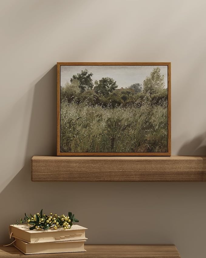 InSimSea Framed Canvas Wall Art Vintage Decor, Painting Wall Decor, Grassland Nature Framed Artwork for Walls, Nature Scenic Living Room Pictures Wall Decor, Bathroom Bedroom Office Decor, 11"x14"