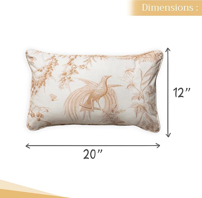 Maison d' Hermine Decorative Pillow Covers 12x20 Inch Rectangle 100% Cotton Throw Pillow Covers with Invisible Zipper for Living Room Couch, Chair, Sofas, Bedroom, Home (Paradise - Almond)