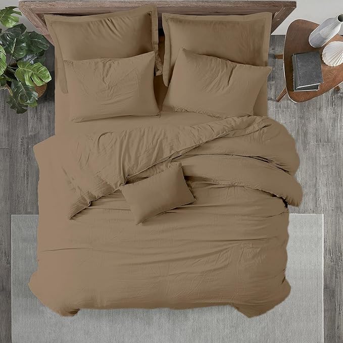 Kotton Culture 1 Pc Queen Size Duvet Cover Only -100% Egyptian Cotton Sateen 600 Thread Count Ultra Soft Premium Durable Comforter Cover Zipper Closure & Corner Ties (Taupe, Queen/Full 90" X 90")