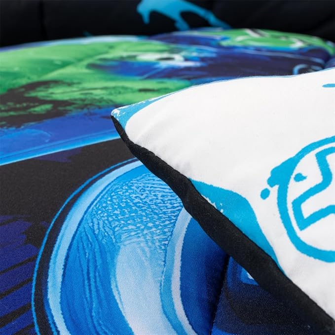 NTBED Game Console Comforter Set for Boys Girls Kids Tie Dye Gaming Lightweight Microfiber Gamer Bedding Sets (Blue Green, Twin 5Pcs)