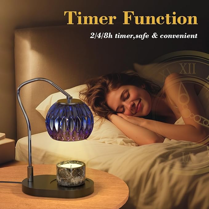 Candle Warmer Lamp with Timer & 4-Level Dimmer, Electric Wax Warmer for Jar Candles, Black Home Decor with 2 Bulbs, Gift for Women, Men, Housewarming