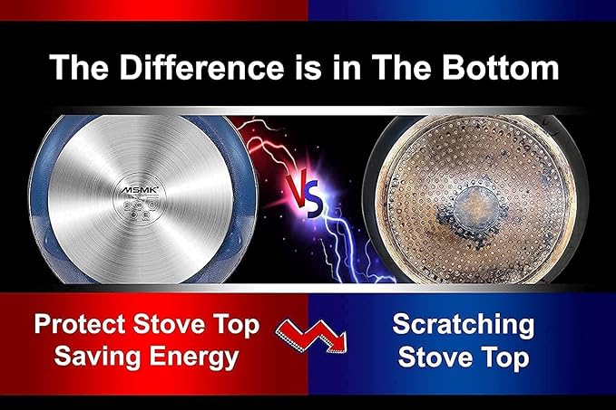 MsMk Large Frying Pan, 12-Inch PFOA Free Nonstick Meat Omelet Skillet, Stay-Cool Handle, Titanium and Diamond Non Stick Coating From USA, Smooth Stainless Steel Base Induction Compatible