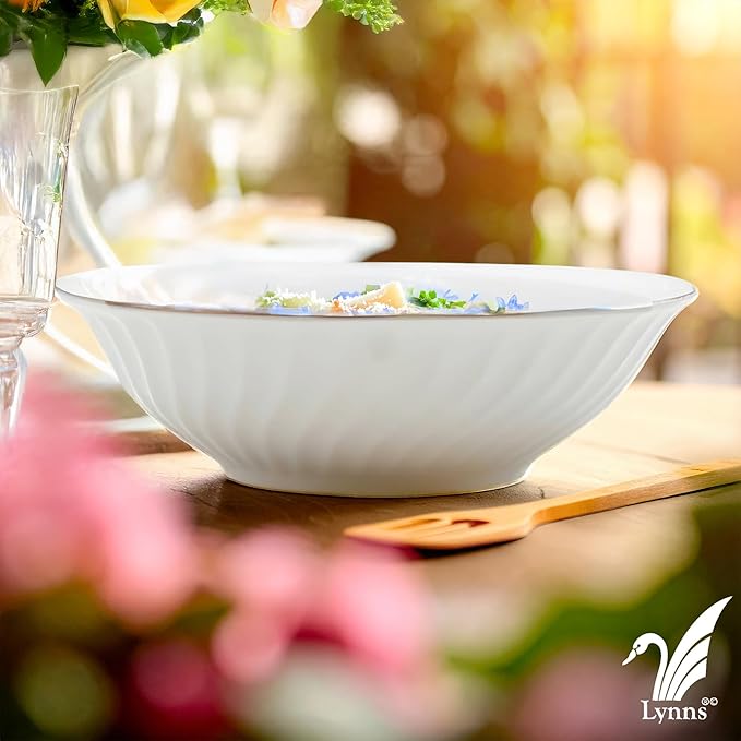 Lynns Paradise Royal Rose 9-Inch Big Bowl, Set of 3, Blue; 24K Gold Trim, Embossed Swirl, Colorful Floral Print, Porcelain