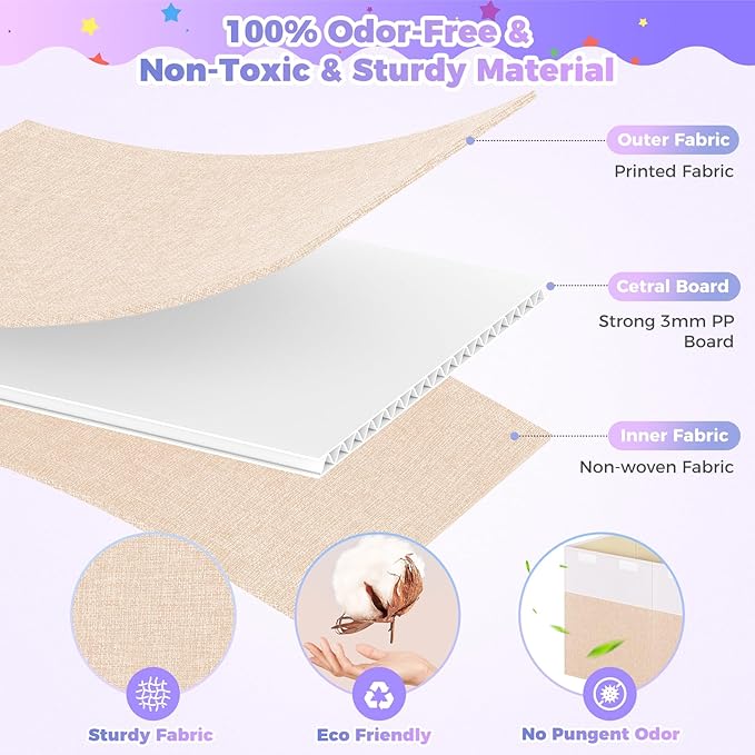 Extra Large Toy Storage Box with Lid, Collapsible Sturdy Toys Chest Storage Organizer Bin Basket with Divider for Kids, Boys, Girls, Closet, Playroom, Bedroom, Nursery, 40"X14"X16", Beige & White