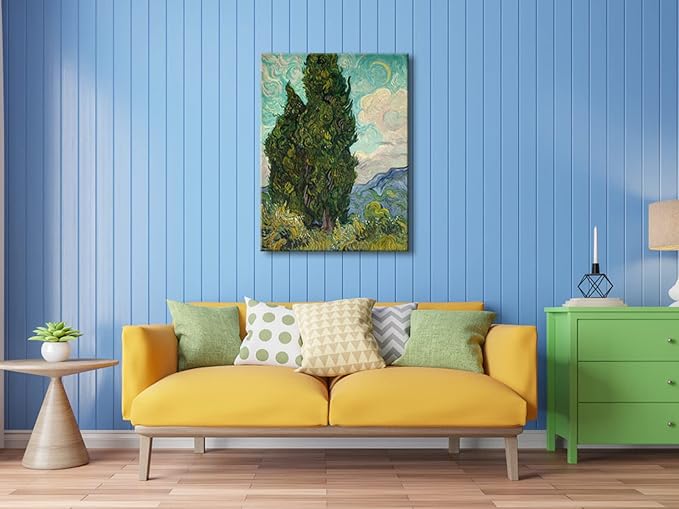 Wieco Art Cypresses by Van Gogh Large Classic Canvas Wall Art Prints Famous Oil Paintings Reproduction Green Tree Picture for Home Decorations Abstract Forest Landscape Artwork