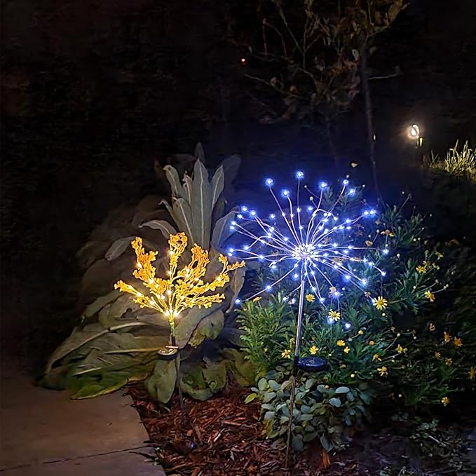 Anordsem Solar Lights Outdoor Waterproof: Garden Light Powered for Yard Outside Decorations -Fireworks Lamp Led for Patio Flower Bed Decor 4 Pack-Sparklers Fairy Colorful Gifts for Women Wife Party