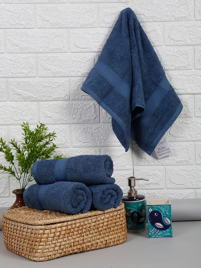 Casa Lino 4 Pack Hand Towels for Bathroom, 18"x28", 100% Cotton, Ultra Soft & Highly Absorbent, Premium Luxury Towels for Gym, Shower, Hotel, New Apartment Essentials, Navy