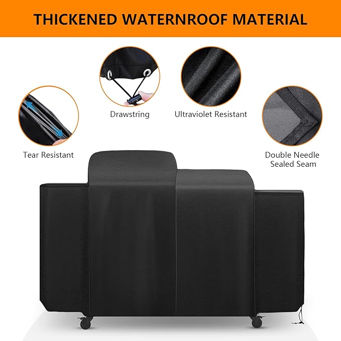 Grill Cover for Pit Boss Charleston 1020 Pellet Grill Gas Griddle Combo Series,All-Weather Outdoor Heavy Duty 600D Waterproof Pitboss Smoker Cover for PB1020NX Pellet Grill,Black