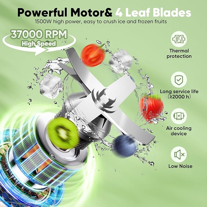 1500W Professional Smoothie and Professional Commercial Blender Tube Capacity 70oz for Frozen Drinks, Smoothies, Sauces, & More