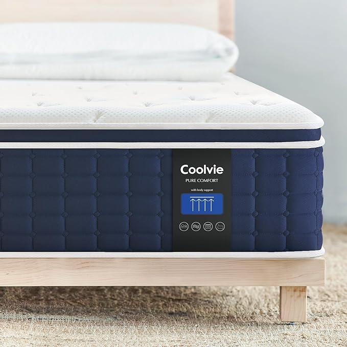 Coolvie 14 Inch Calking Gel Memory Foam Mattress Hybrid, Double Cooling Calk Size in a Box Euro Top with CertiPUR-US Certified Foam for Hot Sleeper, Low Motion Transfer Supports for Any Sleep Position