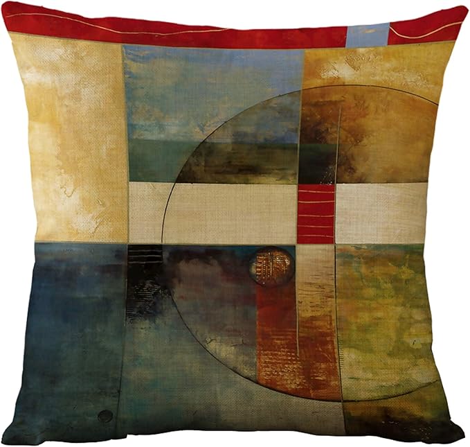 WOMHOPE Set of 4 Vintage Geometric Decorative Throw Pillow Covers Pillow Cases Cushion Cases 18 x 18 Inch for Living Room,Couch and Bed (Geometric)