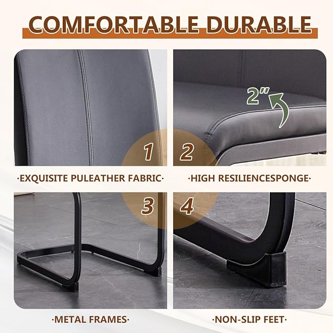 63'' Glass Dining Table Set for 6, Kitchen Table Chairs Set of 6, Clear Glass Dining Table with Black unique design Leg and Silver Metal Base, 6 PU Dining Chairs with Metal Legs, Living Room, Kitchen.