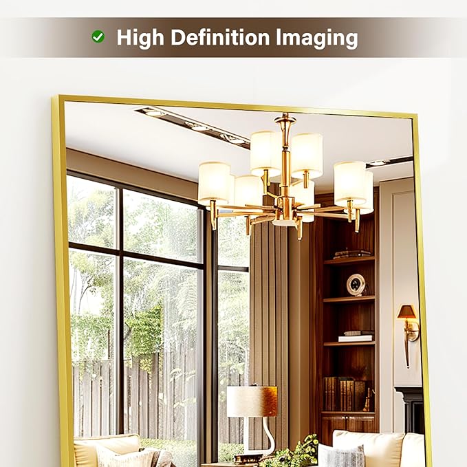 21"x 56" Rectangular Full-Length Mirror with Frame, Large Wall-Mounted or Leaning Floor Mirror for Bedroom, Entryway, and Living Room Décor, Modern Dressing Mirror for Home