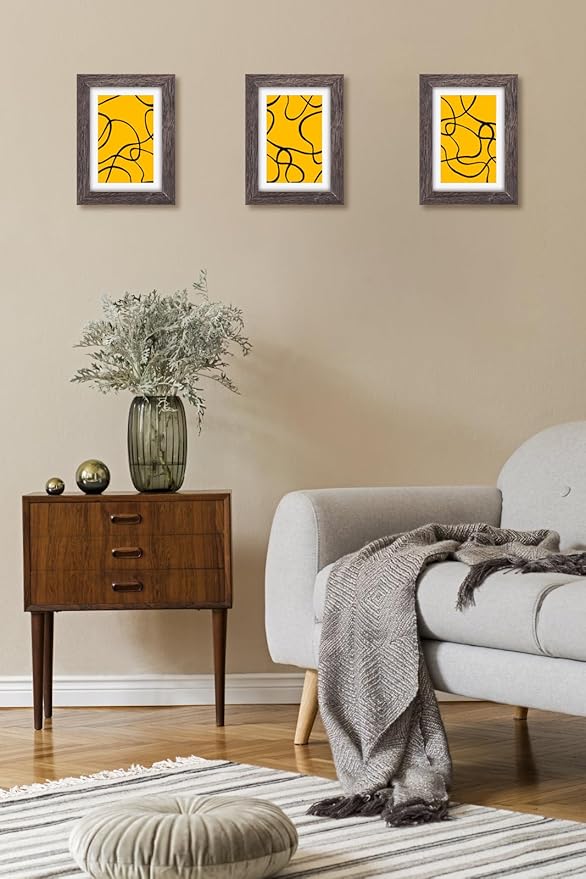 RPJC 5x7 inch Picture Frame Made of Solid Wood and High Definition Glass Display Pictures 4x6 with Mat or 5x7 Without Mat for Wall Mounting Photo Frame Driftwood Finish