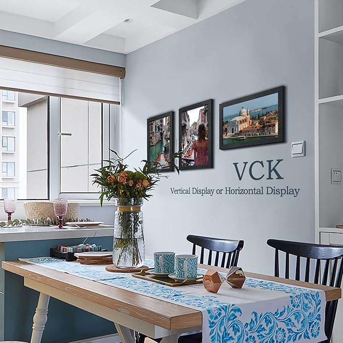 VCK 11x17 Poster Frame Set of 4, Black Solid Wood Picture Frames with Exclusive Woodgrain, Wall Gallery Frame