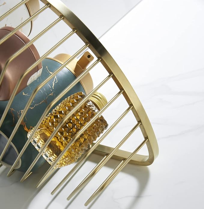 Corner Shower Caddy Organizer, SUS304 Stainless Steel Heavy Duty Rust-Proof Shelf Organizer, Wall Mounted Storage Rack for Bathroom Kitchen, Brushed Gold