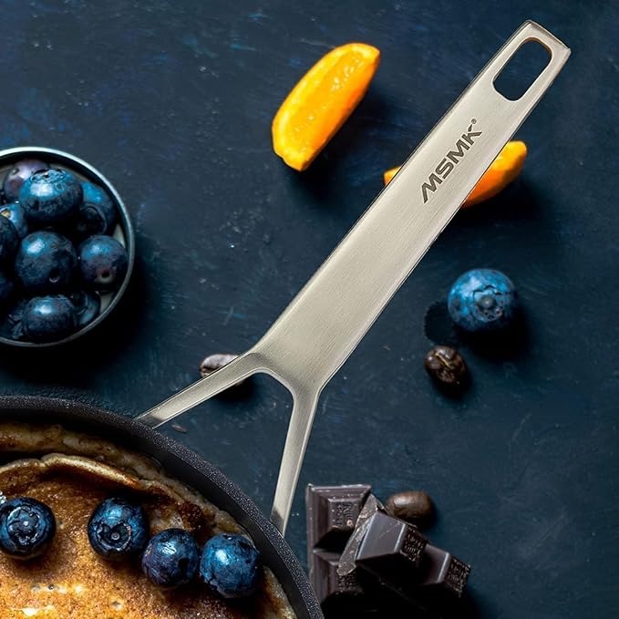 MsMk Small Nonstick Frying pan Blue, 8-inch Durable Egg Omelet Skillet, Titanium and Diamond Non Stick Coating From USA, for Induction,Cerammic and Gas Cooktops, Oven Safe,Dishwasher Safe