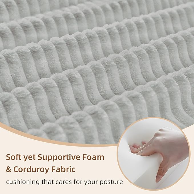 Rovibek 4-in-1 Convertible Sleeper Sofa Bed Queen Size, Foldable Floor Couch Corduroy, Folding Futon Sofa Beds with Pillow and Fixed-Shape Frame, Suitable for Living Room, Bedroom, Lounge, Light Grey