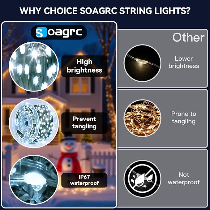 Outdoor Christmas Lights, 1200LEDs 393FT Christmas Tree String Lights, IP67 Waterproof 8 Modes Cold White Holiday Lights with Remote for House Yard Xmas Decorations