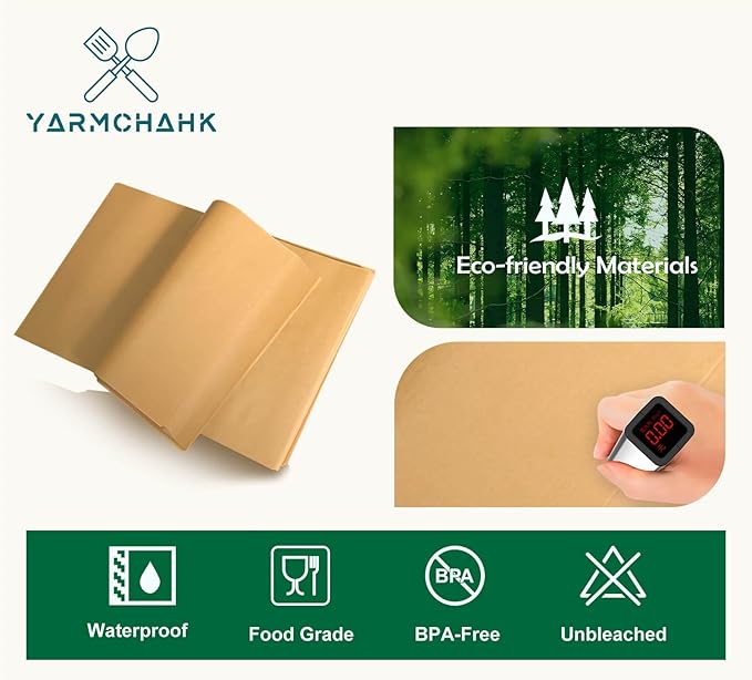 200pcs Unbleached Parchment Paper Sheets, 9x13In Precut Cooking Paper Liners for Baking Sheets, Air Fryer, Microwave, Grilling, Oven, Non-Stick,Non-Toxic, Oil Proof, Food Grade