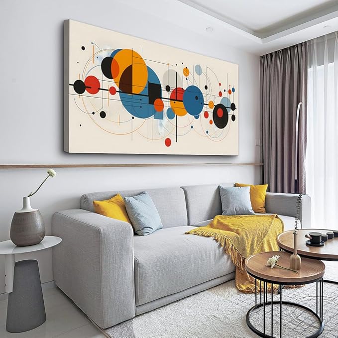 hyidecorart Canvas Wall Art For Living Room Boho Wall Decor For Bedroom Office Wall Decorations Minimalism Abstract Geometric Wall Paintings Ready to Hang Wall Pictures Artwork Modern Home Decor
