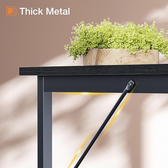 ODK Computer Desk Large Office Desk, 55 Inch Gaming Desk with Storage, Modern PC Desk Work Table with Headphone Hook for Home Office, Black