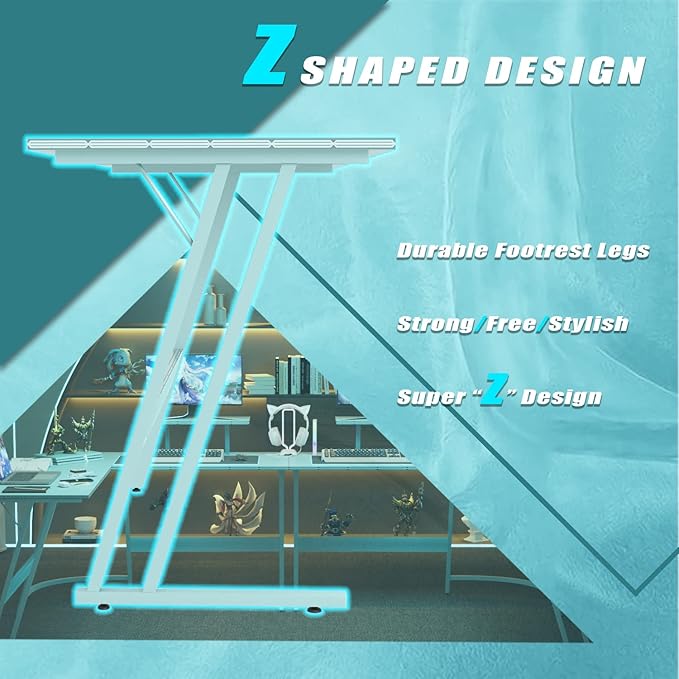 Homall L Shaped Gaming Desk Computer Corner Desk PC Gaming Desk Table with Large Monitor Riser Stand for Home Office Sturdy Writing Workstation (Blue, 51 Inch)