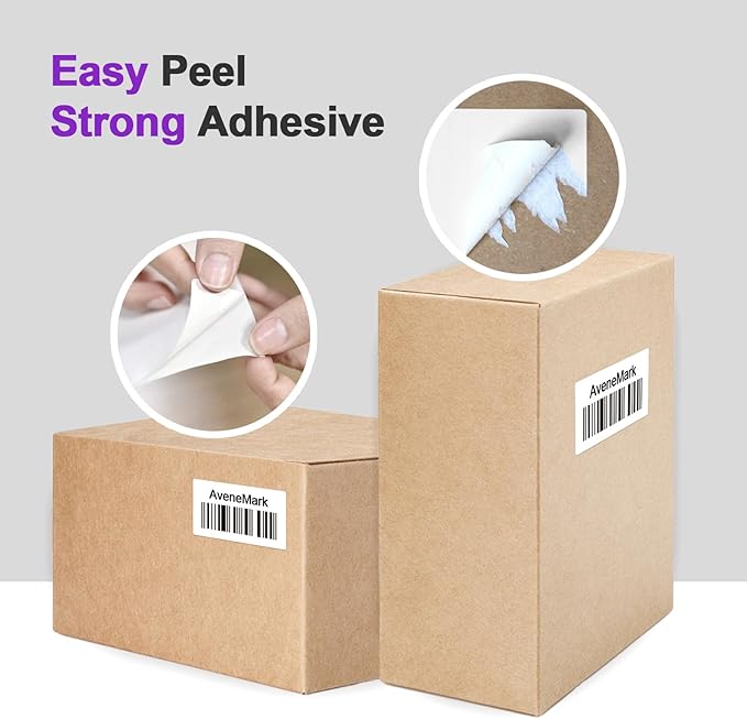 12 Rolls 12000 Labels 2.25" x 1.25" Direct Thermal Labels - AveneMark Perforated for Barcode Address Labels - Postage Shipping Labels Compatible with Rollo & Zebra Desktop Printers,1000 Labels/Roll