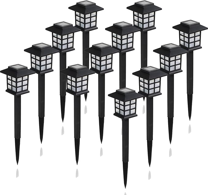 Solar Outdoor Lights,12 Pack LED Light Outdoor Waterproof, Solar Walkway Lights Maintain 8 Hours of Lighting for Your Garden, Landscape, Path, Yard, Patio, Driveway