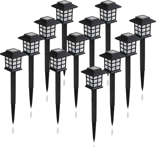 Solar Outdoor Lights,12 Pack LED Light Outdoor Waterproof, Solar Walkway Lights Maintain 8 Hours of Lighting for Your Garden, Landscape, Path, Yard, Patio, Driveway