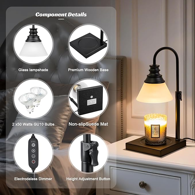 TantaScent Electric Candle Warmer Lamp in Vintage Birdcage Design with Timer – Scented Jar Candle Melter for Home Decor, Housewarming, Birthday, and Christmas (Includes 2 Bulbs) (Frosted White)