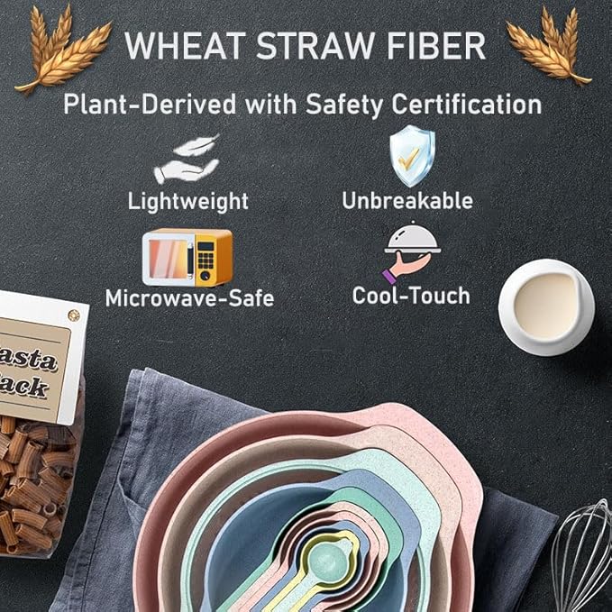 Plastic Mixing Bowls Set 10 PCS with Measuring Spoon, Colorful Serving Bowls for Kitchen, Ideal for Baking, Prepping, Nesting Bowls for Space Saving Storage