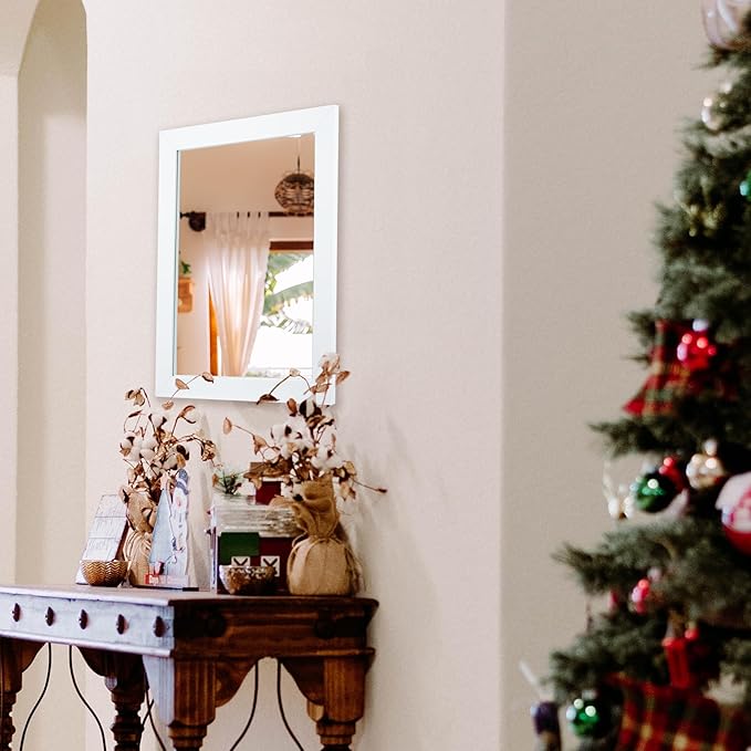 Ruomeng Rectangular Wall Mirror 16" x 20" for Bathroom, Bedroom, Entryway, Living Room, White