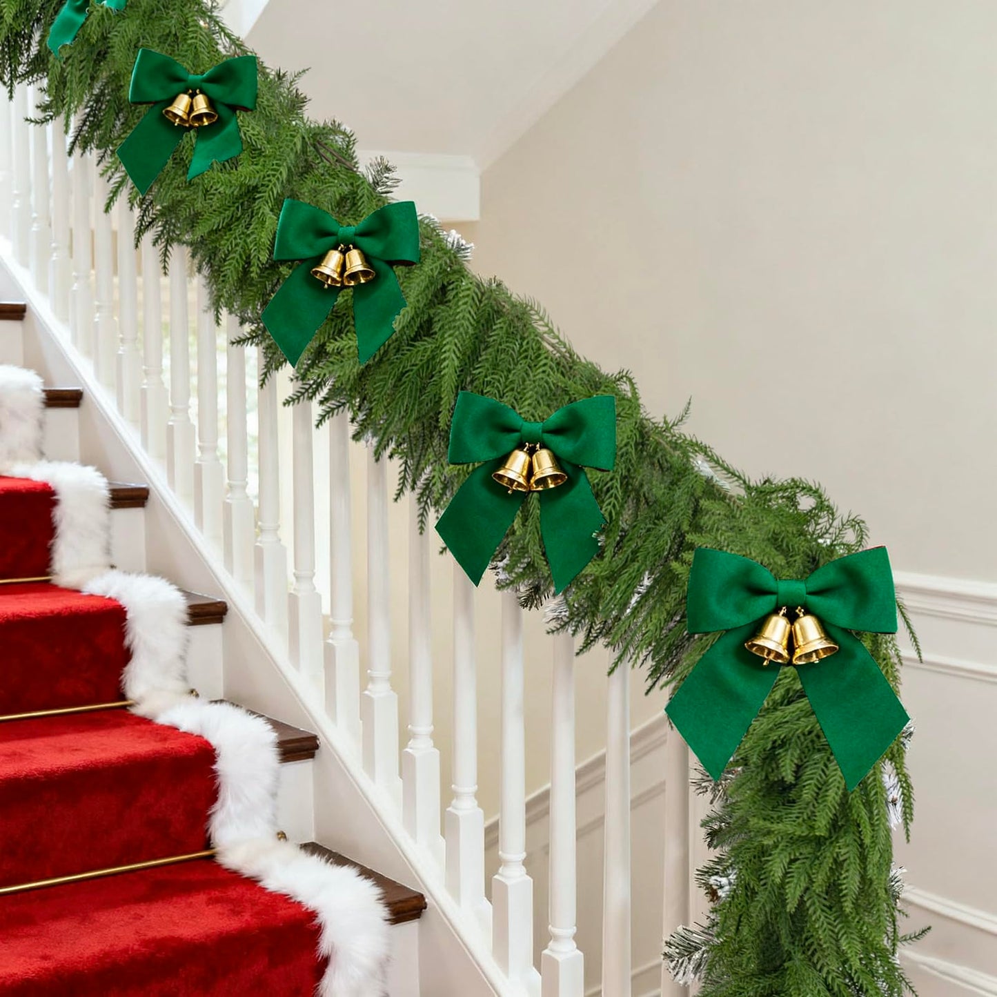 SWNAWE 2PCS Artificial Christmas Norfolk Pine Garlands, Real Touch Pine Garland Faux Greenery Winter Garland for Mantle Fireplace Stairs Table Wall Home Xmas Holiday Indoor Christmas Decorations