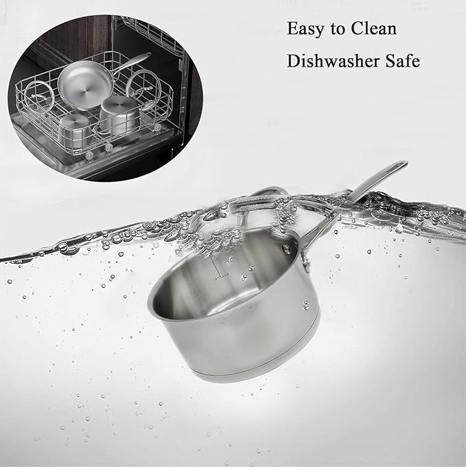 Stainless Steel Saucepans Impact Bonded Right Angles SS Saucepan 3.3QT 20cm