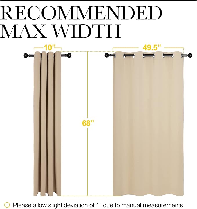 NICETOWN Room Darkening Curtain Panels for Cafe, Thermal Insulated Grommet Room Darkening Draperies/Drapes for Window (Biscotti Beige, 2 Panels, W55 x L68 -inch)