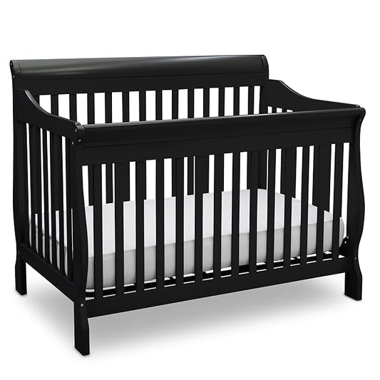 Delta Children Canton 4-in-1 Convertible Crib - Easy to Assemble, Ebony Black