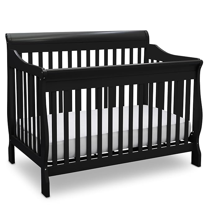 Delta Children Canton 4-in-1 Convertible Crib - Easy to Assemble, Black