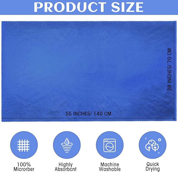 Newwiee 24 Pcs Coral Velvet Microfiber Bath Towels Sets 28 x 55 Inch Large Absorbent Multipurpose Quick Drying Soft Body Towels for Shower Bathroom Beach Fitness Yoga Sports Spa(Blue)