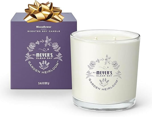 MRS. MEYER'S CLEAN DAY Garden Heirloom Scented Soy Candle, Large, Moonflower Scent, 14 Ounce Candle