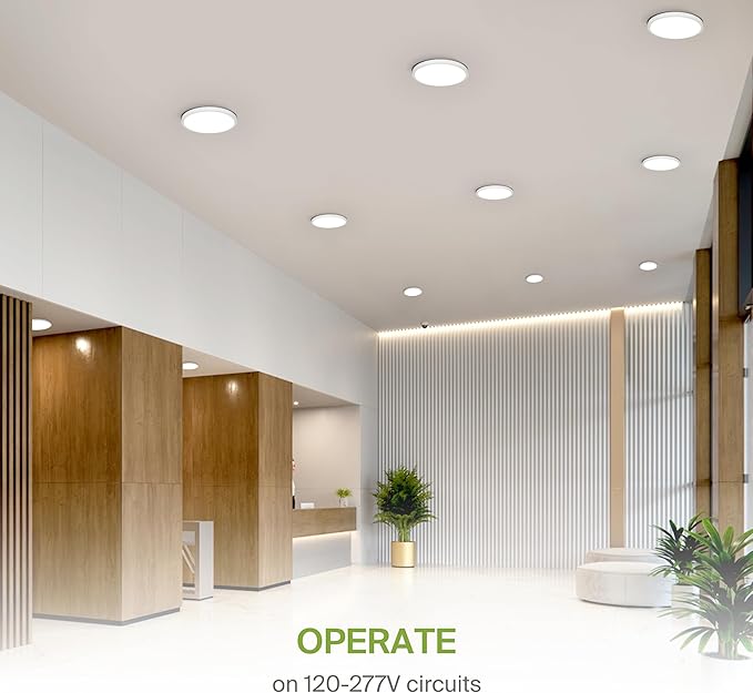 ASD LED 24" Round Flush Mount Ceiling Light Fixture, Low Profile Surface Lighting | 5CCT, Dimmable, Ultra-Thin, ETL Listed | 38W 2700LM 2700-6000K 100-277V | Kitchen, Hallway Lamp | White, 4 Pack