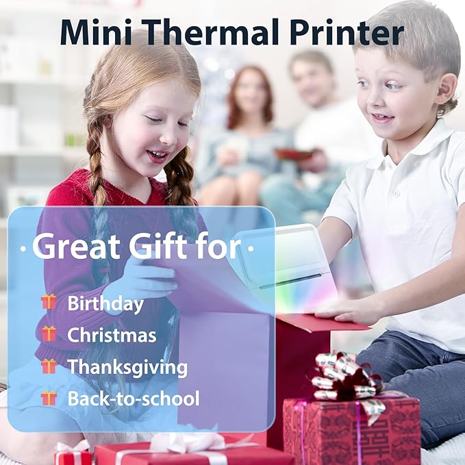 Aixiqee Mini Sticker Printer with 10 Rolls Sticker, Small Thermal Sticker Printer, No Ink Needed, Bluetooth Label Sticker Maker for iPhone, DIY, Photos, Study Notes, Journal, Gift (White)