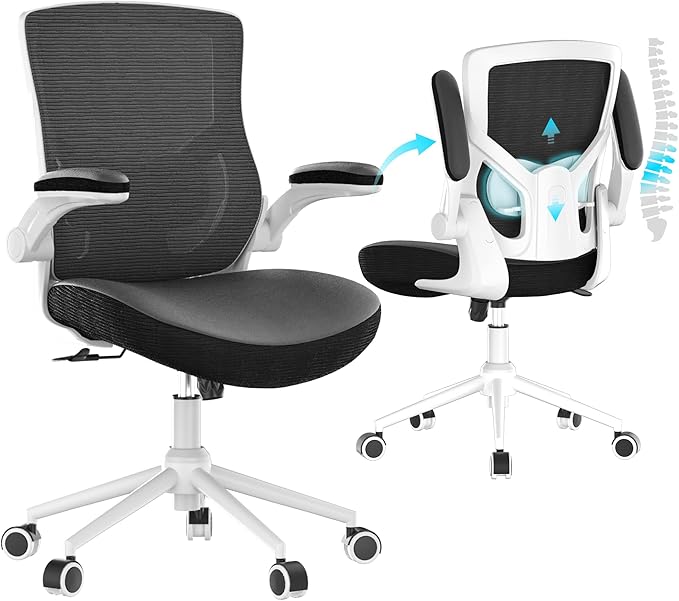 Office Chair, High Back Desk Chair Adjustable Height and Ergonomic Design Home Office Computer Chair Executive Lumbar Support Padded Flip-up Armrest Swivel Task Chair