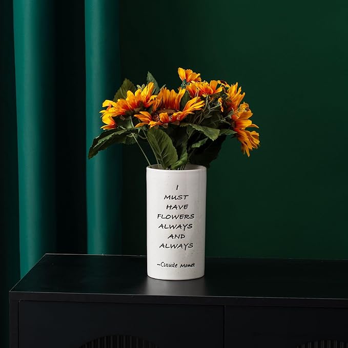 Ceramic Vase 8.27 Inches H, Flower Vase for Home Decor I Must Have Flowers Always and Always White Vase for Bohemian Decor, Pampas Vase
