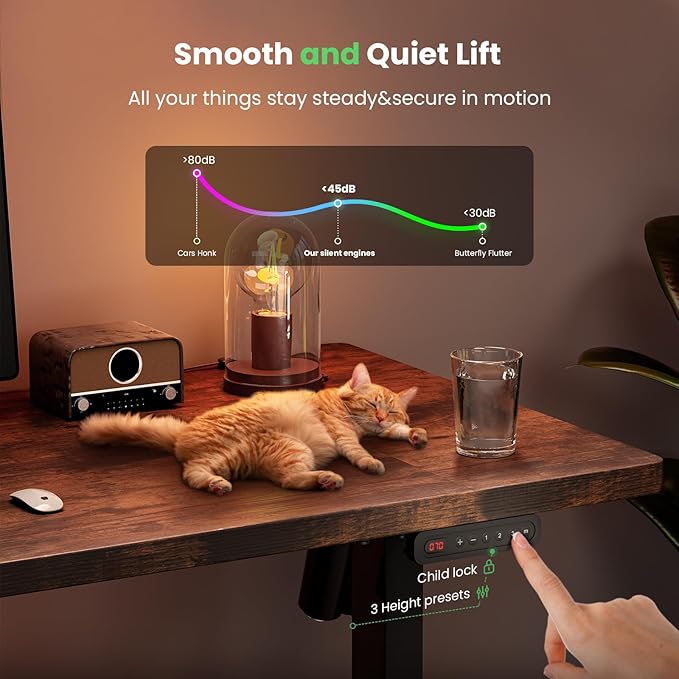 SIAGO Electric Standing Desk Adjustable - 48 x 24 Inch Sit Stand up Desk with Cable Management - 3 Memory Preset Adjustable Height Table