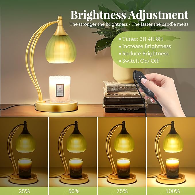 Candle Warmer Lamp, Electric Candle Warmer with Timer Dimmer - Candle Lamp Warmer for Scented Jar Candles, for Housewarming Gifts New Home Decor (Green)