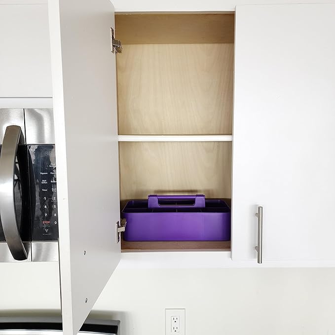 2 PACK Portable DIY 8 Dividers Durable Plastic Tote Tool & Supply Cleaning Caddy with Handle Made In USA (Royal Purple)