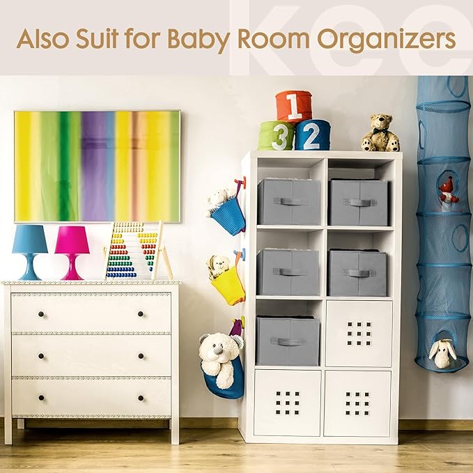 Criusia 6 Pack Large Clothes Organizer, Wardrobe Closet Organizer and Storage with Handles, Foldable Fabric Closet Organizers Dividers for Clothing, Pants, Jeans, Sweater, T-shirts, Grey