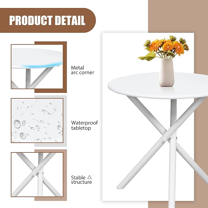 Shintenchi 3 Piece Outdoor Rocking Bistro Set, Textilene Fabric Small Patio Furniture Set, Front Porch Rocker Chairs Conversation Set with Table for Lawn, Garden, Balcony, Poolside (White)